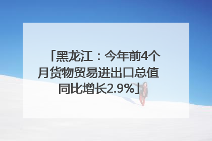 黑龙江：今年前4个月货物贸易进出口总值同比增长2.9%